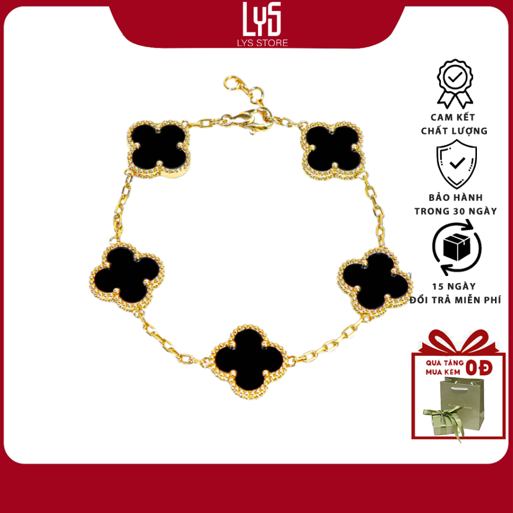 Vòng tay bạc nữ Lys Cỏ Bốn Lá May Mắn 2266 BL - Lắc tay nữ cao cấp Fullbox V C A