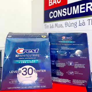 Bộ Kit Làm Trắng Răng Cấp Tốc Crest 3D Whitestrips Professional White + LED Light Levels 30