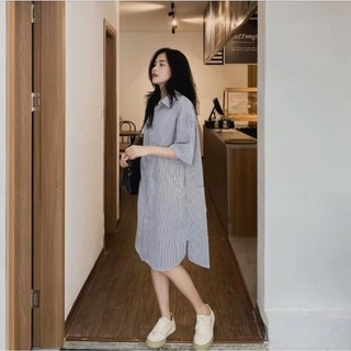 Đầm - váy kẻ sơ mi xốp