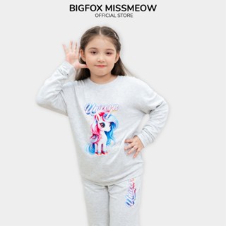  Bộ thu đông bé gái BIGFOX MISS MEOW size đại quần áo dài tay nỉ da cá cỡ trẻ em 3-11 tuổi 20kg 40kg 