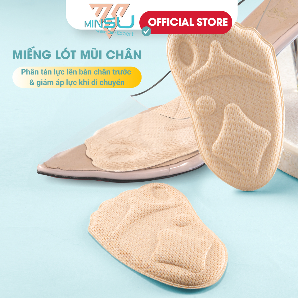 Miếng Dán Lót Mũi Giày Eva 6D MINSU M5527 Đệm Êm, Chống Trượt Đau Nửa Bàn Chân Trước, Giảm Size Giày Bị Rộng, Thấm Hút