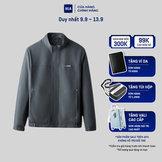 HLA - Áo khoác nam cổ trụ thời trang cao cấp Dynamic soft and flexible grey Jacket