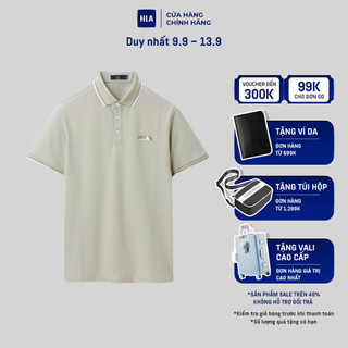 HLA - Áo POLO nam phối viền màu cotton lạnh mềm mịn cao cấp Icy cotton soft elastic neckline Polo Shirt