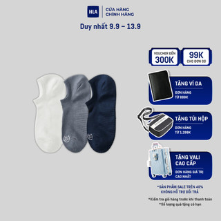 HLA - Bộ 3 đôi vớ nam co giãn hút ẩm kháng khuẩn Solid color moisture-absorbing anti-bacteria socks