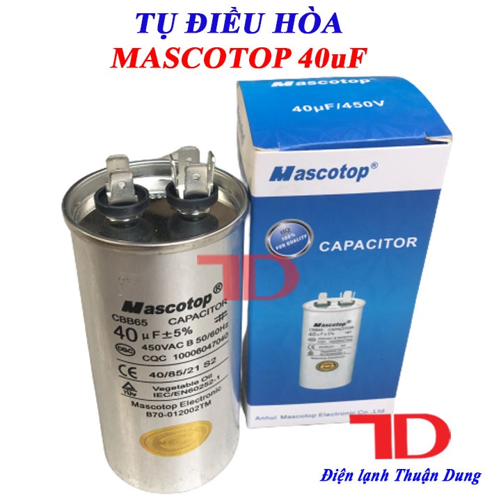 Tụ điều hòa MASCOTOP 30uF 40uF 45uF,  Capacitor Mascotop -  Vật tư Điện lạnh Thuận Dung