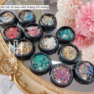 Set sỏi mix 6 hôp, set sỏi nổi mix màu, sỏi xà cừ, trai nửa, nhũ xà cừ