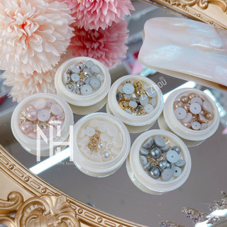 Set sỏi mix 6 hôp, set sỏi nổi mix màu, sỏi xà cừ, trai nửa, nhũ xà cừ