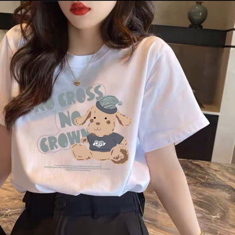 Áo thun nữ , áo nữ form vừa in hình con gấu chất liệu cotton pha co giãn bốn chiều mềm mại thoải mái khi mặc