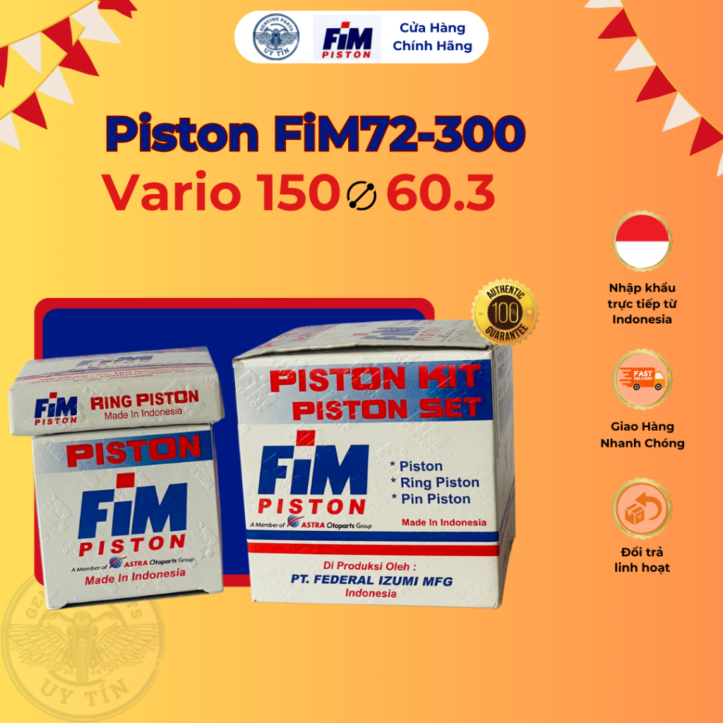 Piston Bạc FIM72-300KIT Vario 150 Chính Hãng FiM Indonesia