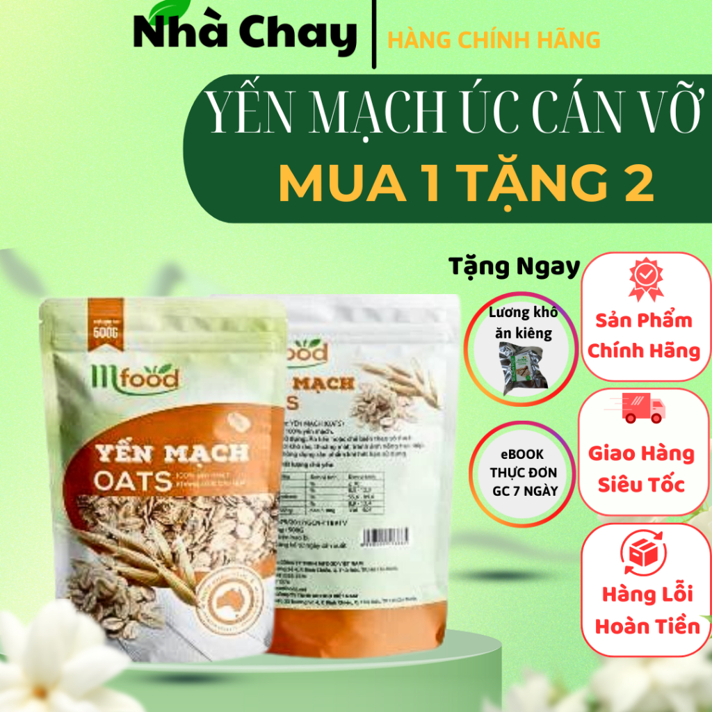 YẾN MẠCH ÚC NGUYÊN CHẤT THƯƠNG HIỆU MFOOD TÚI 500GR ( CÁN VỠ )