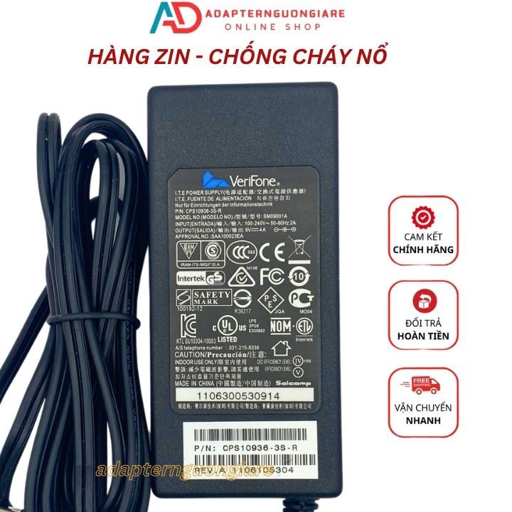 Adapter nguồn máy pos Verifone 9V 4A - sạc máy quẹt thẻ Verifone 9v 4a