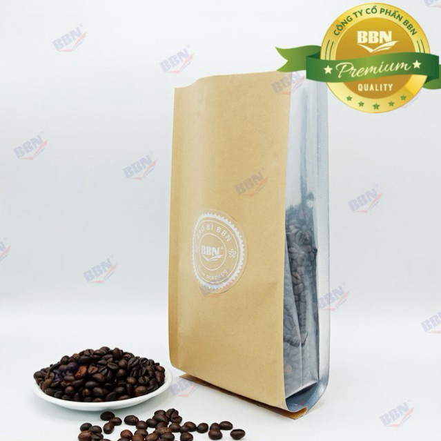 [1kg] túi 4 biên giấy hông trong 17x38 đựng 1000g cà phê