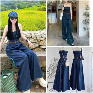  JUMPSUIT JEAN XANH KÈM NỊT 