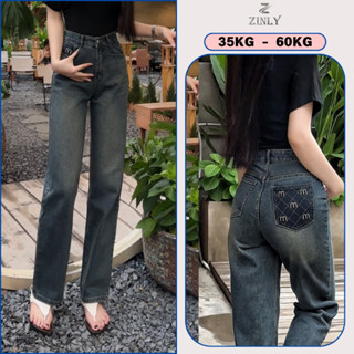 Quần Jean Nữ Ống Suông Màu Đậm Túi Thêu Chữ M Q288