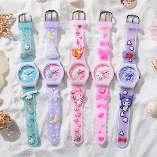 Đồng hồ Sanrio đeo tay trẻ em nam nữ hình  Kuromi My Melody Cinnamoroll Hello Kitty dây đeo 3D silicon dễ thương