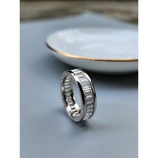  Nhẫn bạc Full hột hiệu Quý Tùng đá chủ đá chữ chật viền nhẫn có đính đá tấm nhỏ 