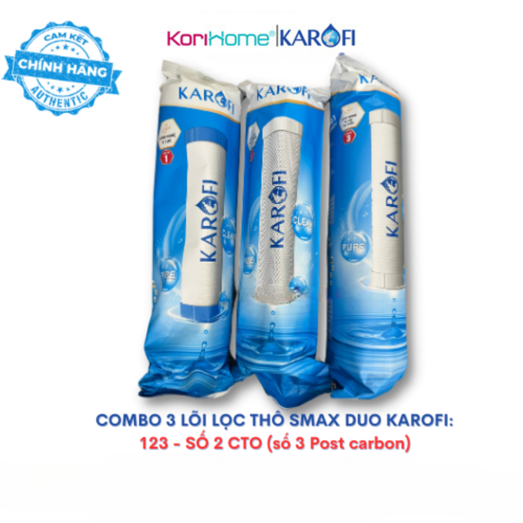 [combo] lõi lọc nước Karofi 123 CTO Smax Duo với lõi CTO lưới (ghi số 3) dùng cho model S-S038, O-P1