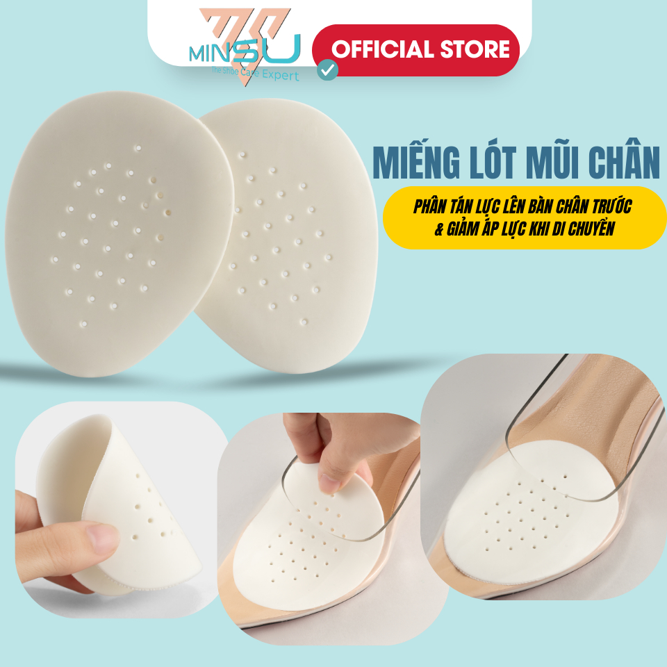 Miếng Đệm Mũi Giày Cao Su Non MINSU M5528 Êm Chân và Khử Mùi Giúp Tăng Size Giày, Tránh Xước Ngón Chân