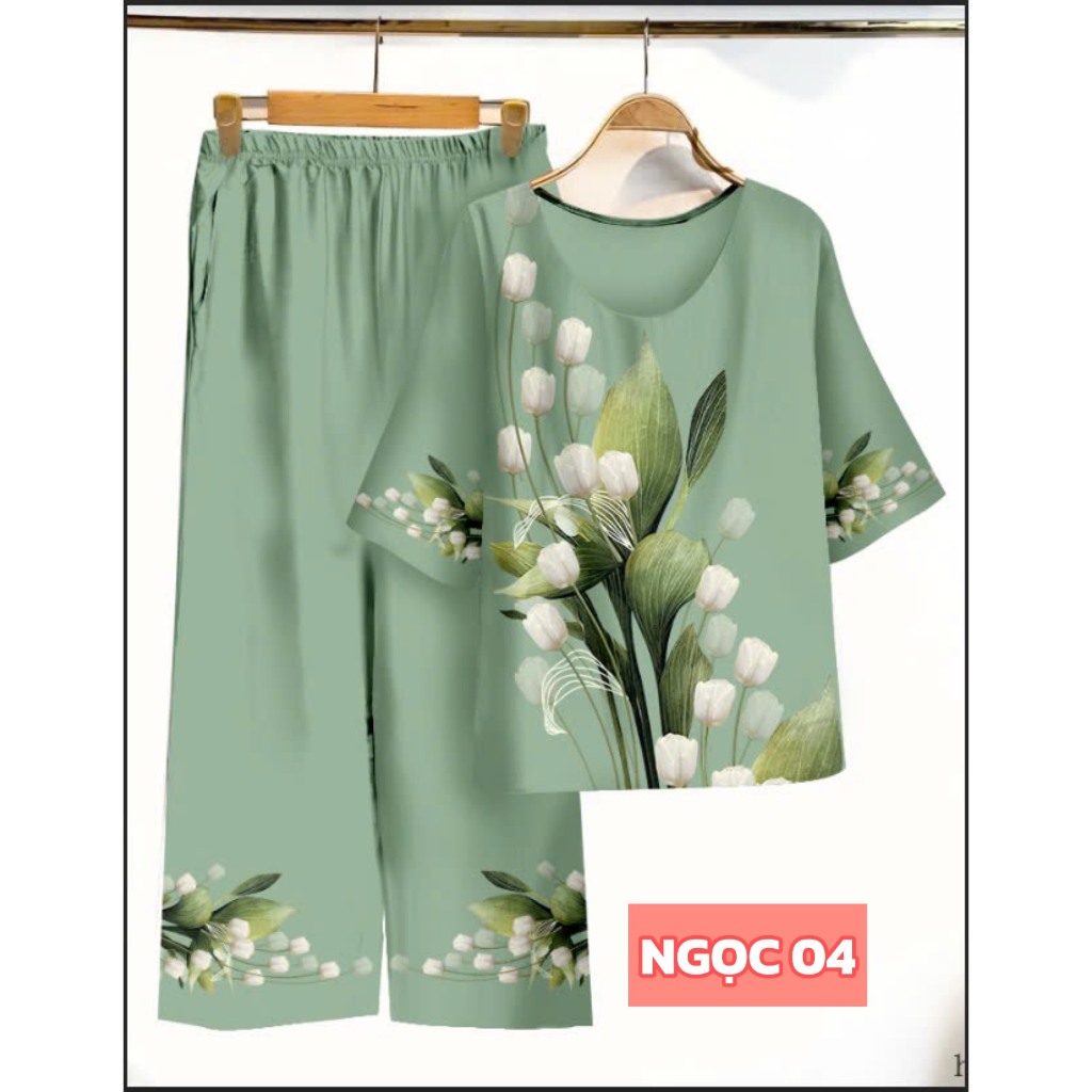 Bộ lụa cho mẹ trung niên, chất lụa mềm mịn mát, form suông dễ mặc