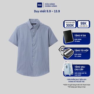 HLA - Áo sơ mi nam ngắn tay sọc trắng công nghệ không đường may Casual striped seamless short-sleeved Shirt