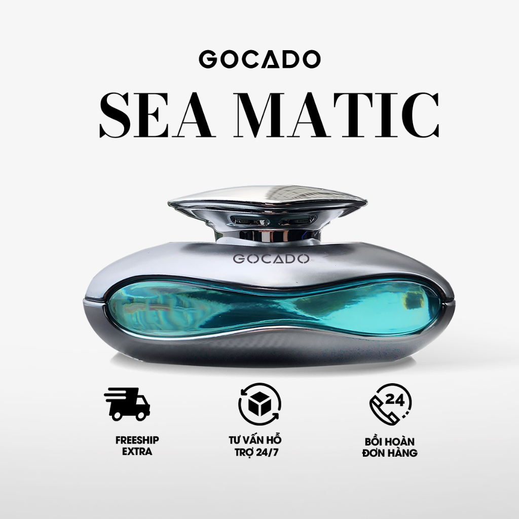 Nước Hoa Ô Tô Cao Cấp GOCADO SEAMATIC Khử Mùi,Chống Say Xe Hương Biển Cả Thơm Dịu Nhẹ,Tươi Mát Dung Tích 85ML
