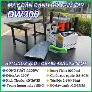  Máy dán cạnh gỗ mini DW300 cầm tay. máy dán thẳng ,dán cong ,dán vát 45 độ. tăng kèm dao gọt chỉ và keo hạt nhựa khi mua 