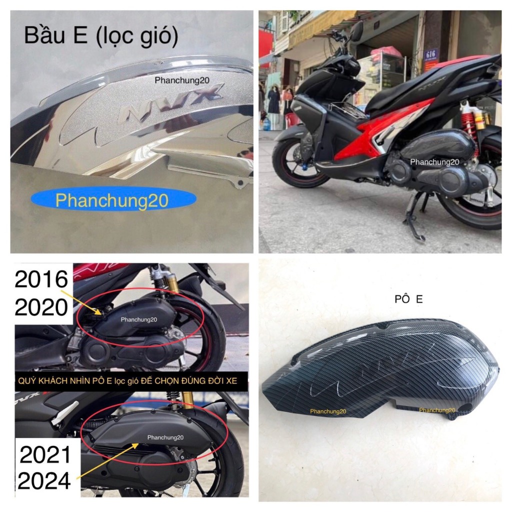 NVX 2016 2017 2018 2019 2020 ( V1 ) ỐP BẦU E ( LỌC GIÓ ) DÙNG CHO XE NVX - V1 CROM / CACBON