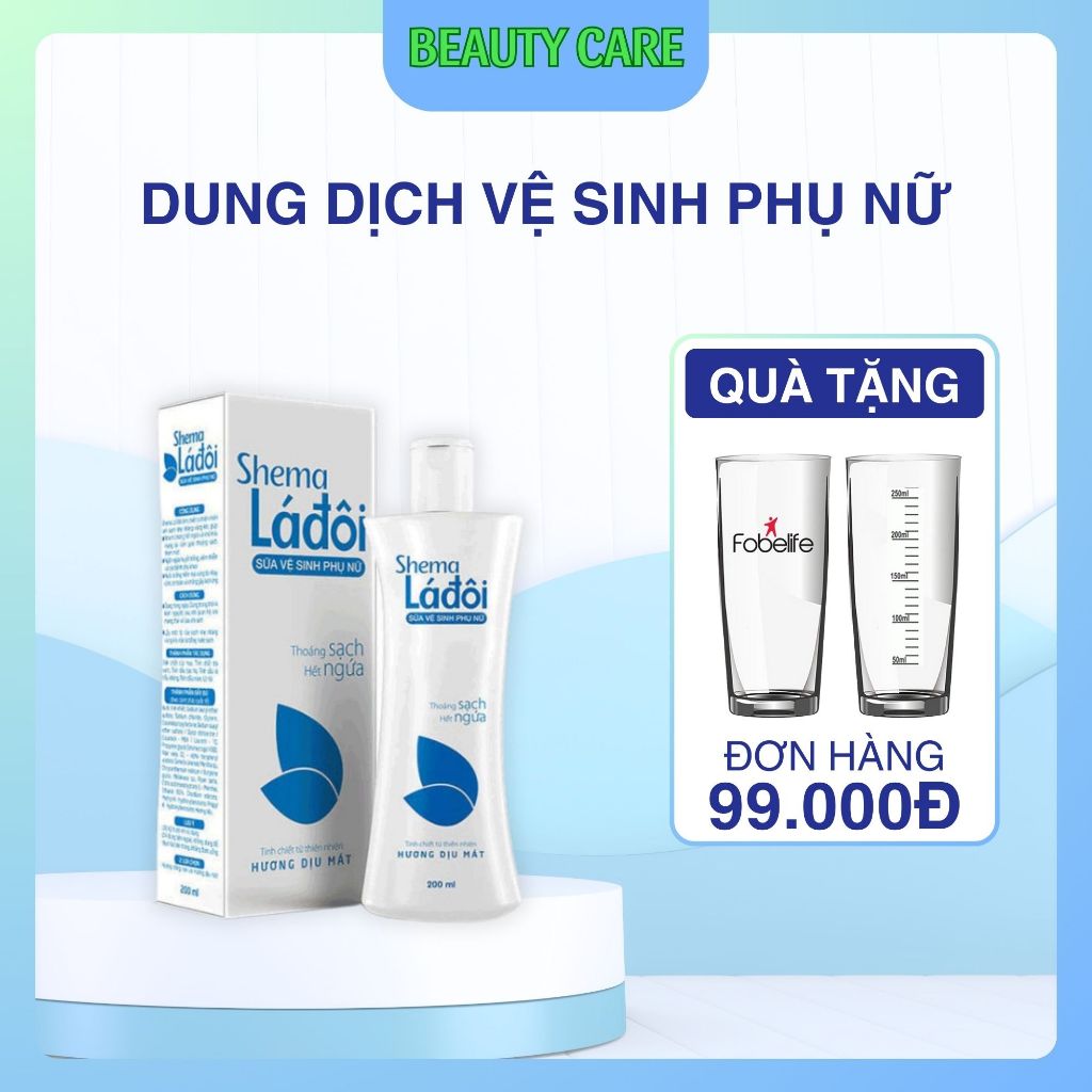 (CHE TÊN) Dung Dịch Vệ Sinh Phụ Nữ Shema Lá Đôi ( xanh )