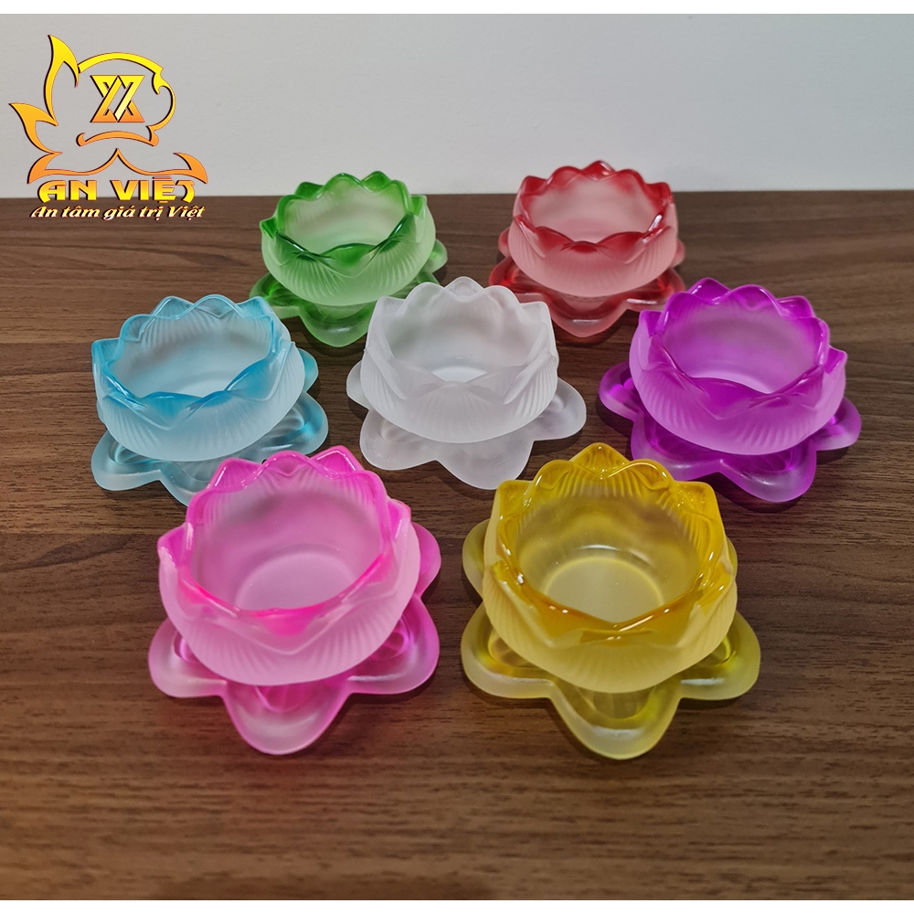 Đế Nến Hoa Sen Lưu Ly - Chân Nến, Đèn Cầy - Nhiều Màu - DN2401