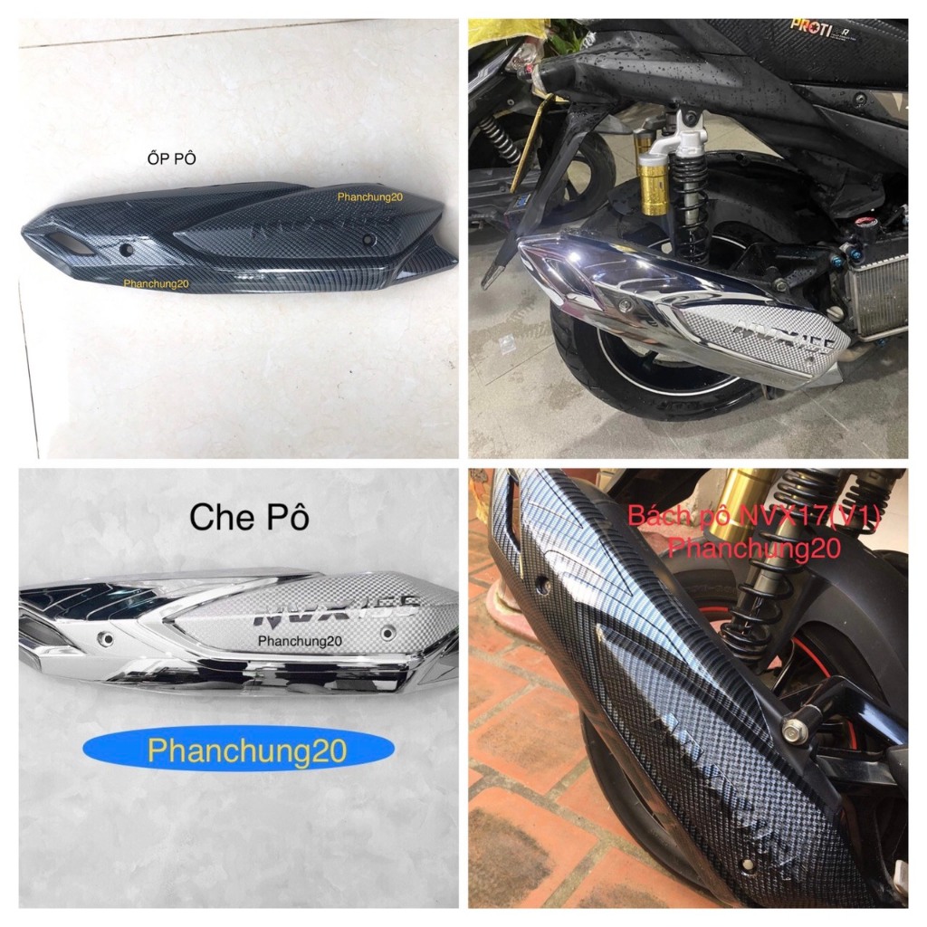 NVX 2016 2017 2018 2019 2020 ( V1 ) ỐP CHE PÔ ( CHỤP BÁCH PÔ ) DÙNG CHO XE NVX - V1 CROM / CACBON
