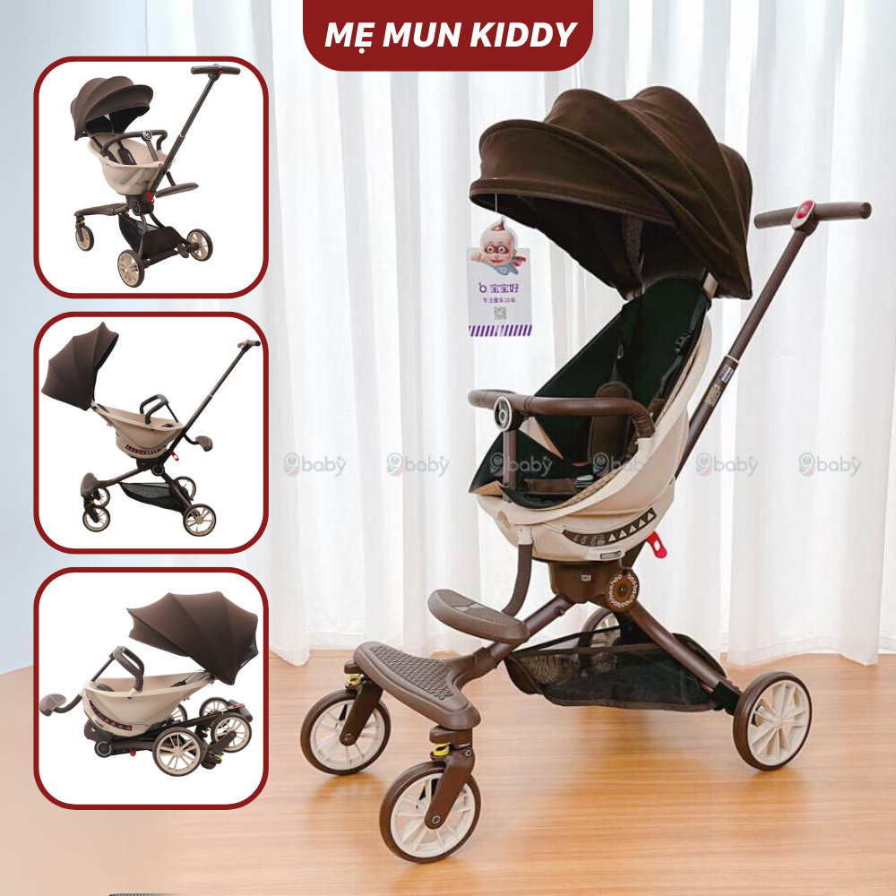 Xe đẩy trẻ em cao cấp Baobaohao V18 đa năng gấp gọn có mái che - 2 chiều 3 tư thế - Bảo hành 1 năm