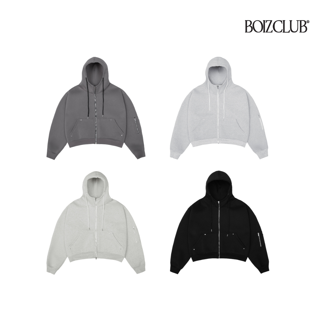 HALFZIP CARGO HOODIE Áo khoác dây kéo hai đầu vải nỉ ép 2 lớp form boxy Boizclub