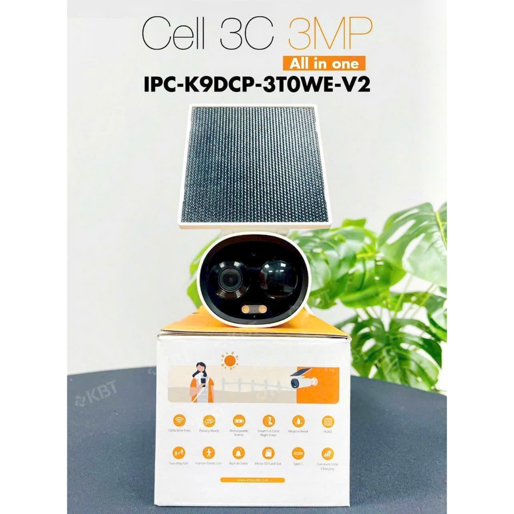 Camera pin tích hợp tấm pin mặt trời Cell 3C IMOU IPC-K9DCP-3T0WE-V2 Chống nước, Hàng chính hãng