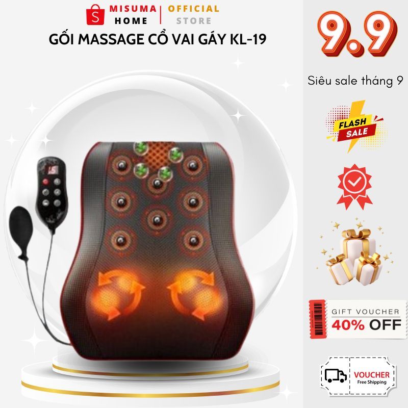 Máy Massage Cổ Vai Gáy Hồng Ngoại MISUMA Điều Khiển Tiện Lợi, 20 Bi Massage Giảm Nhức Mỏi Toàn Thân