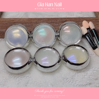 Set 6 hũ bột ánh ngọc trai tráng gương cao cấp màu trắng sang chảnh cực bắt sáng, Set 6 hủ tráng gương ngọc trai ánh màu