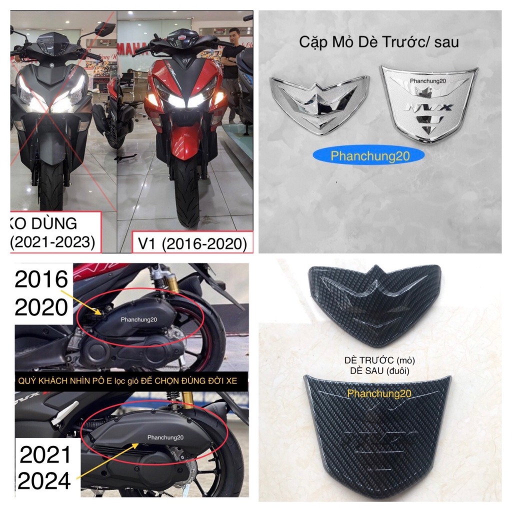NVX 2016 2017 2018 2019 2020 ( V1 ) CẶP MỎ DÈ TRƯỚC / SAU DÙNG CHO XE NVX - V1 CROM / CACBON