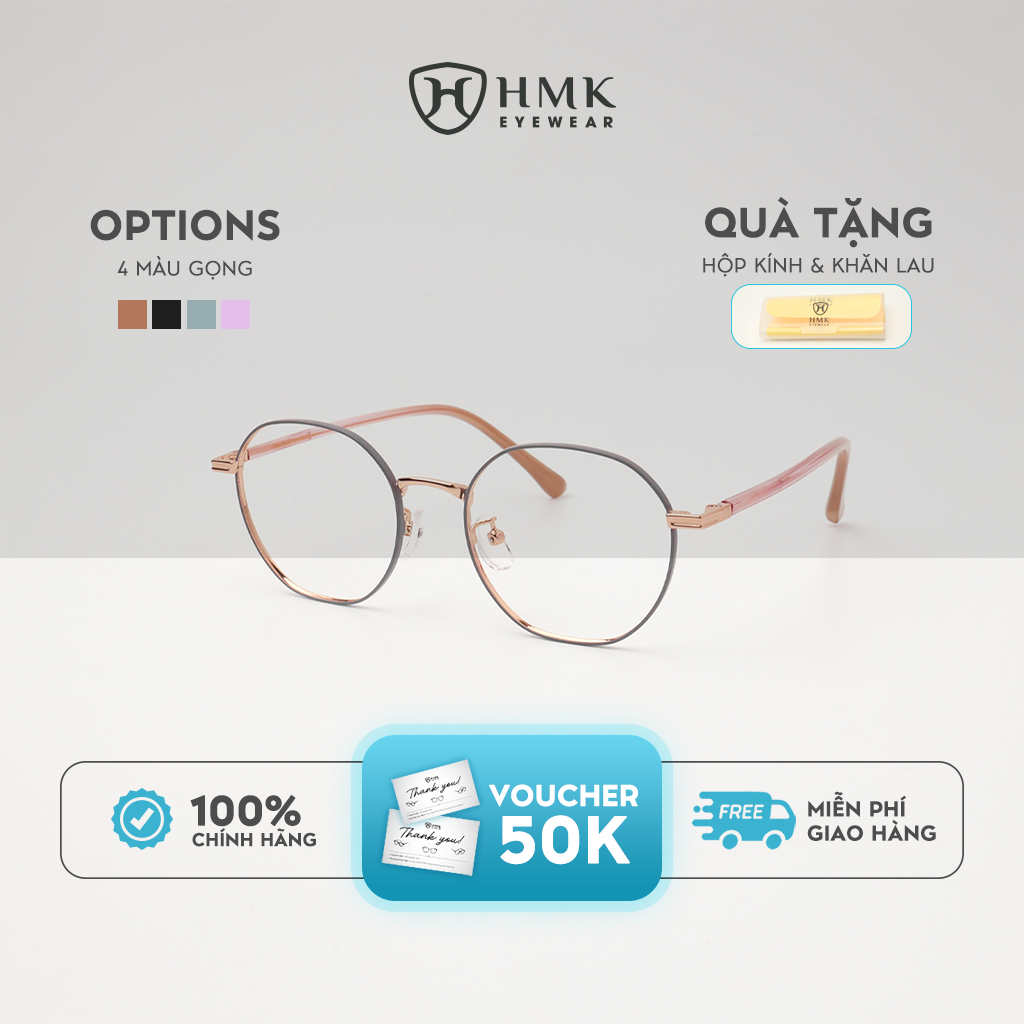 Gọng Kính Cận Nam Nữ HMK Eyewear Form Mắt Nhỏ Tròn Dễ Thương Xinh Xắn Thời Trang - KL5802