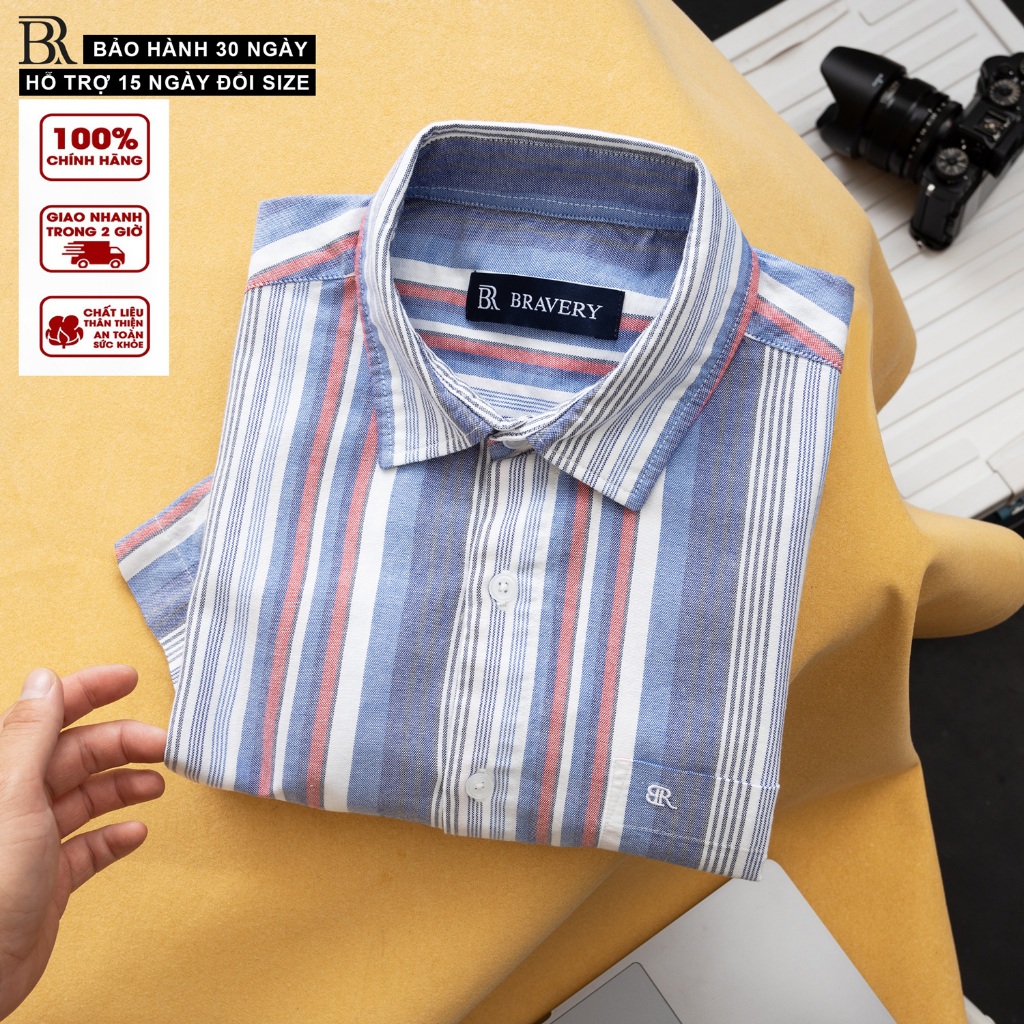 [BIGSIZE] Áo sơ mi nam ngắn tay BR vải ford, thoáng mát, thấm hút tốt, form regular fit, BAF01 - Bra