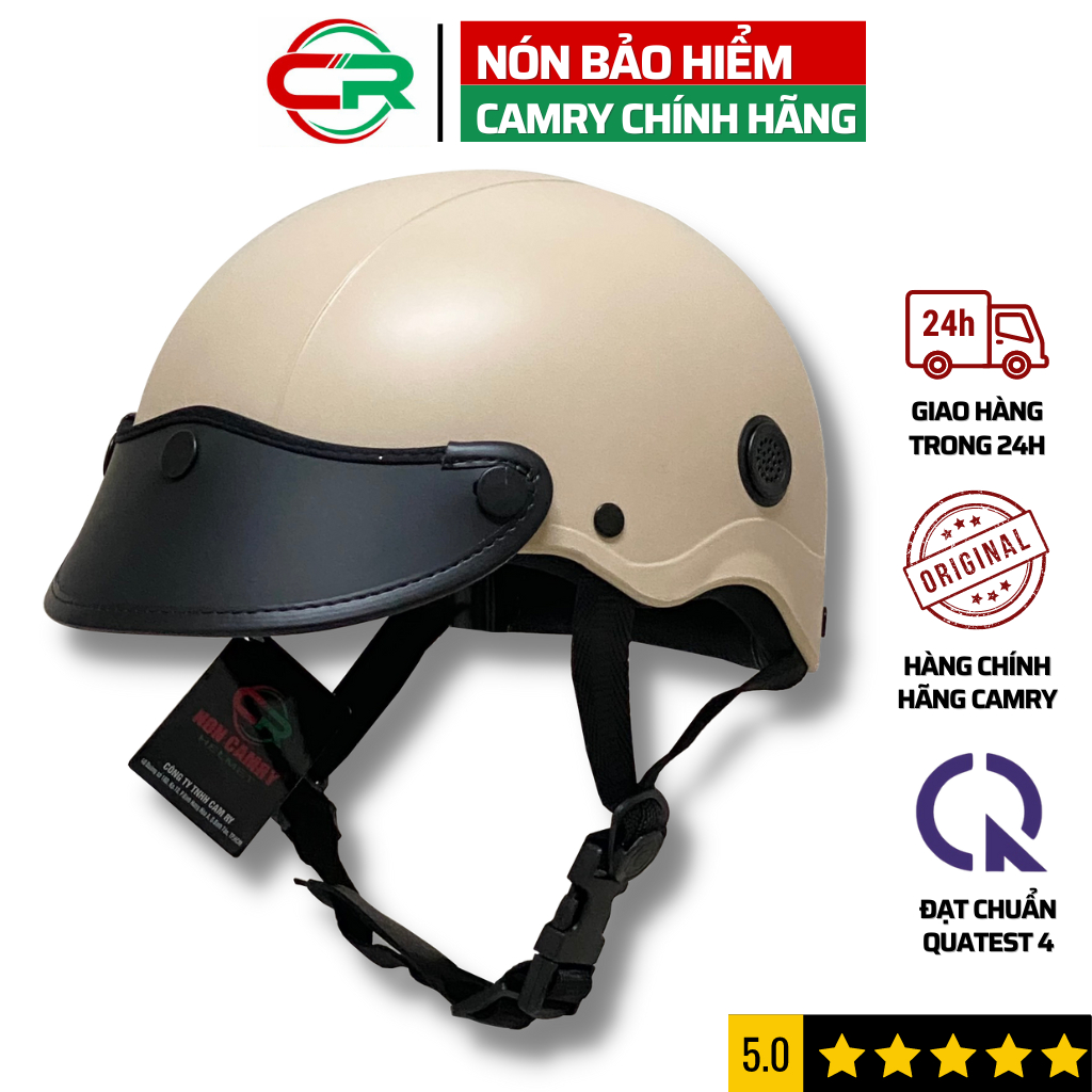 Nón Bảo Hiểm Nửa Đầu thương hiệu CR HELMET, thời trang , nhiều màu, có lỗ thông gió, freesize (55-59cm)