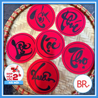 Chữ thư pháp giấy đỏ trang trí tháp bánh, giỏ quà, treo trang trí tết, phụ kiện làm đồ handmade 02346