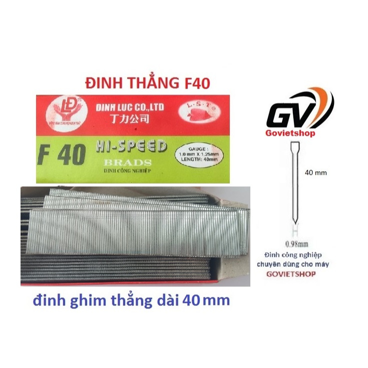 Đinh F40 hộp có 5000 cây kim Ghim thẳng dài 40mm dùng bấm gỗ ván