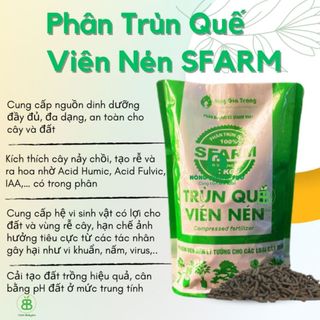 Phân Trùn Quế Viên Nén Sfarm, Phân Hữu Cơ Không Mùi, Cung cấp dinh dưỡng Tốt Cho Lan, Bonsai, Rau Màu Vuonbabylon - 1Kg