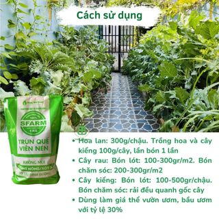 Phân Trùn Quế Viên Nén Sfarm, Phân Hữu Cơ Không Mùi, Cung cấp dinh dưỡng Tốt Cho Lan, Bonsai, Rau Màu Vuonbabylon - 1Kg
