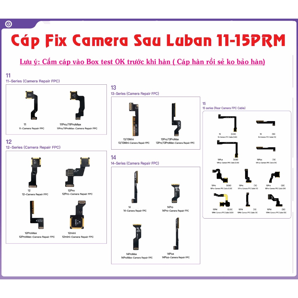 Luban Cáp Fix Cam Sau và Mạch Fix Camera Sau Luban