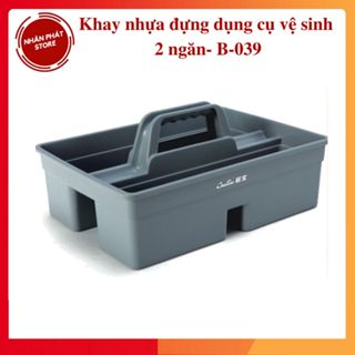 Khay nhựa đựng dụng cụ vệ sinh 2 ngăn có tay cầm- Mã B-039, Dùng cho vệ sinh công nghiệp-Khay nhựa đa năng