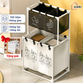   TẶNG TÚI HÚT ẨM Giỏ Đựng Quần Áo 4 Ngăn Đa Năng Giỏ Phân Loại Quần Áo Giặt Khung Thép Cacbon Chống Gỉ 