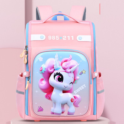 Balo chống gù PHI HÀNH GIA NÀNG TIÊN CÁ DINO PONY dáng hộp 3D cho bé gái và bé trai học sinh tiểu học dễ thương BEE GEE