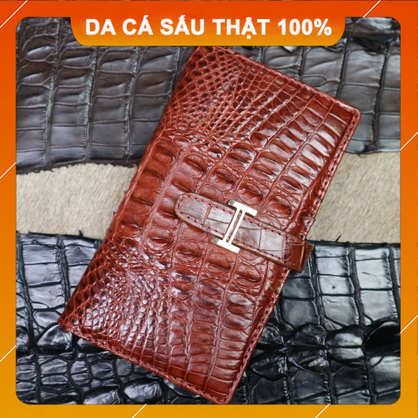  Ví Nữ 2 Gấp Khóa Chữ H Da Cá Sấu ll Size 17.5*10*2.5cm ll Mã CW26 ll Chính Hãng Cá Sấu Konavis 