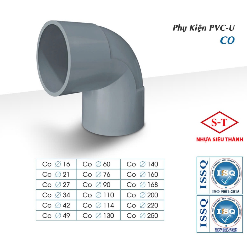 CO 90 ống nước PVC MẪU MỚI nhựa Siêu Thành