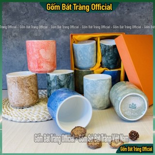 Cốc trụ men Vân đá không quai 200ml. Cốc sứ, ly sứ vân đá Bát Tràng cao cấp